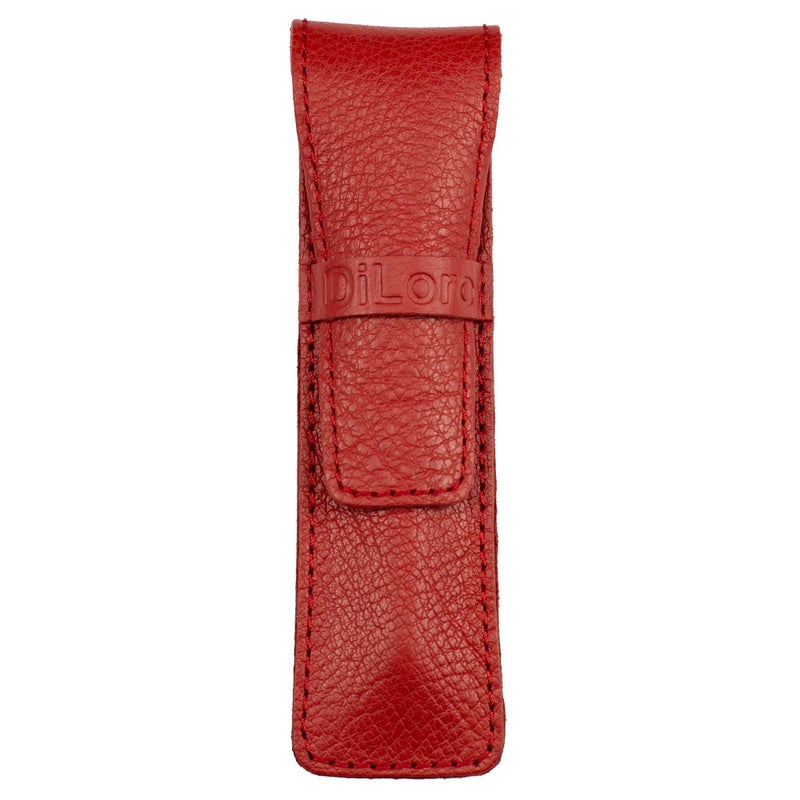 DiLoro Full Grain Genuine Leather Single Pen Case Holder Pencil Pouch (Buffalo Venetian Red) - Image 1